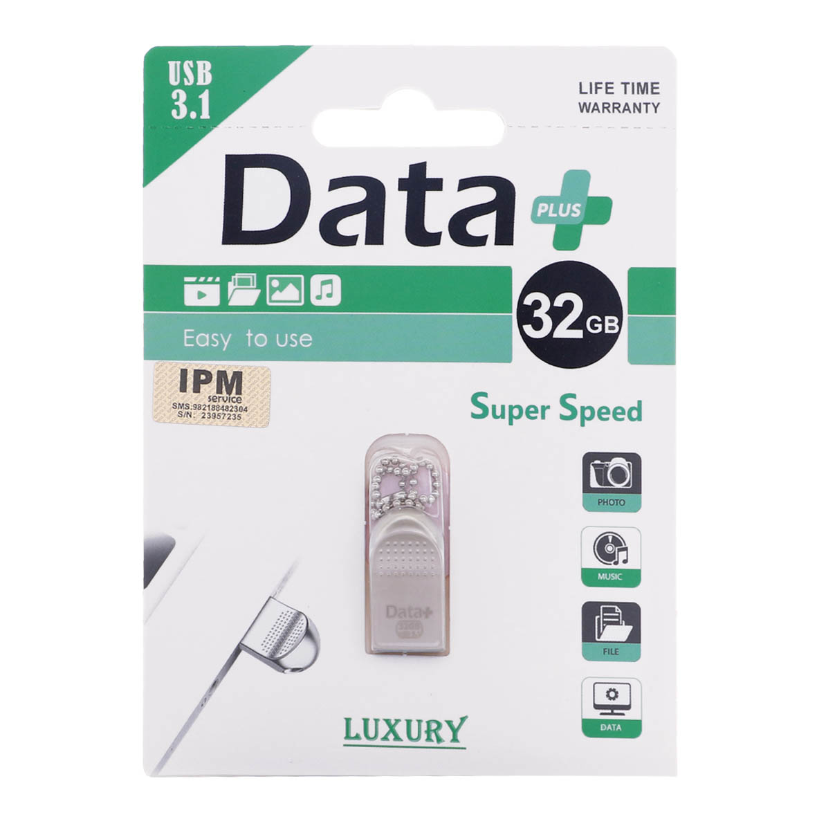 Data Plus LUXURY USB3.1 Flash Memory-32GB-نقره ای (گارانتی مادام العمر IPM)